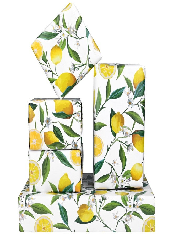 Bolsome 12 Sheets 28 * 20 Inches Lemon Wrapping Paper Yellow Green Summer Fruit Flower Patterned Gift Wrap Paper for Baby Shower Birthday Summer Holidays DIY Craft - Image 3